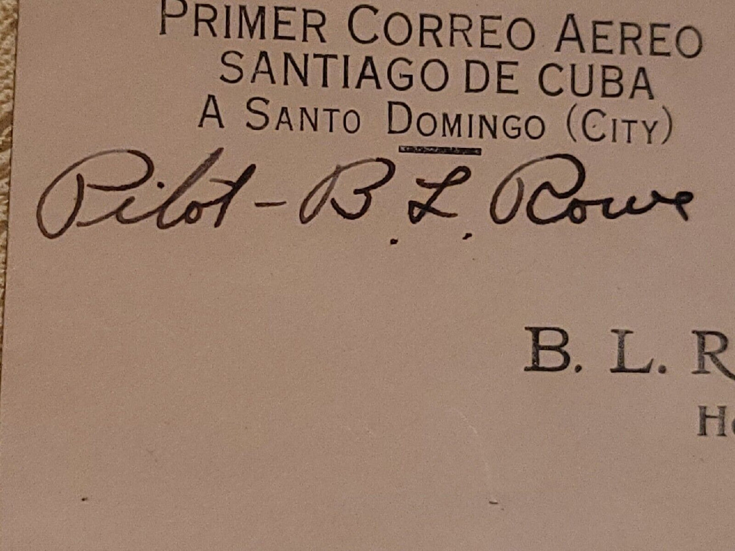 Vintage Autograph of B.L. ROWE Pilot Lindbergh Pan Am Pioneer Airplane Aviation 