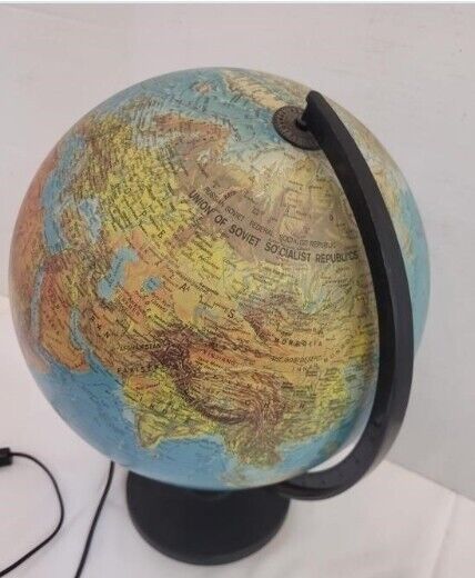 Vintage Replogle 12 Inch Diameter World  Light Up Globe On Stand