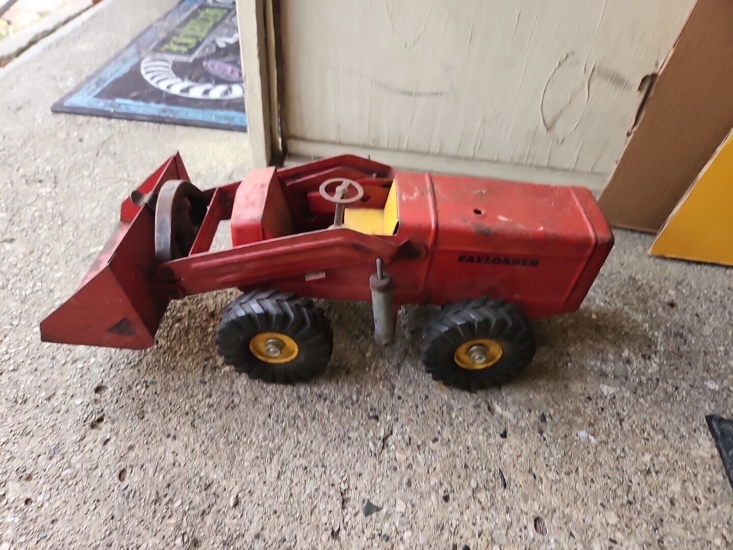 Vintage Nylint Red Pressed Steel Hough Payloader Front End Loader Tractor Toy