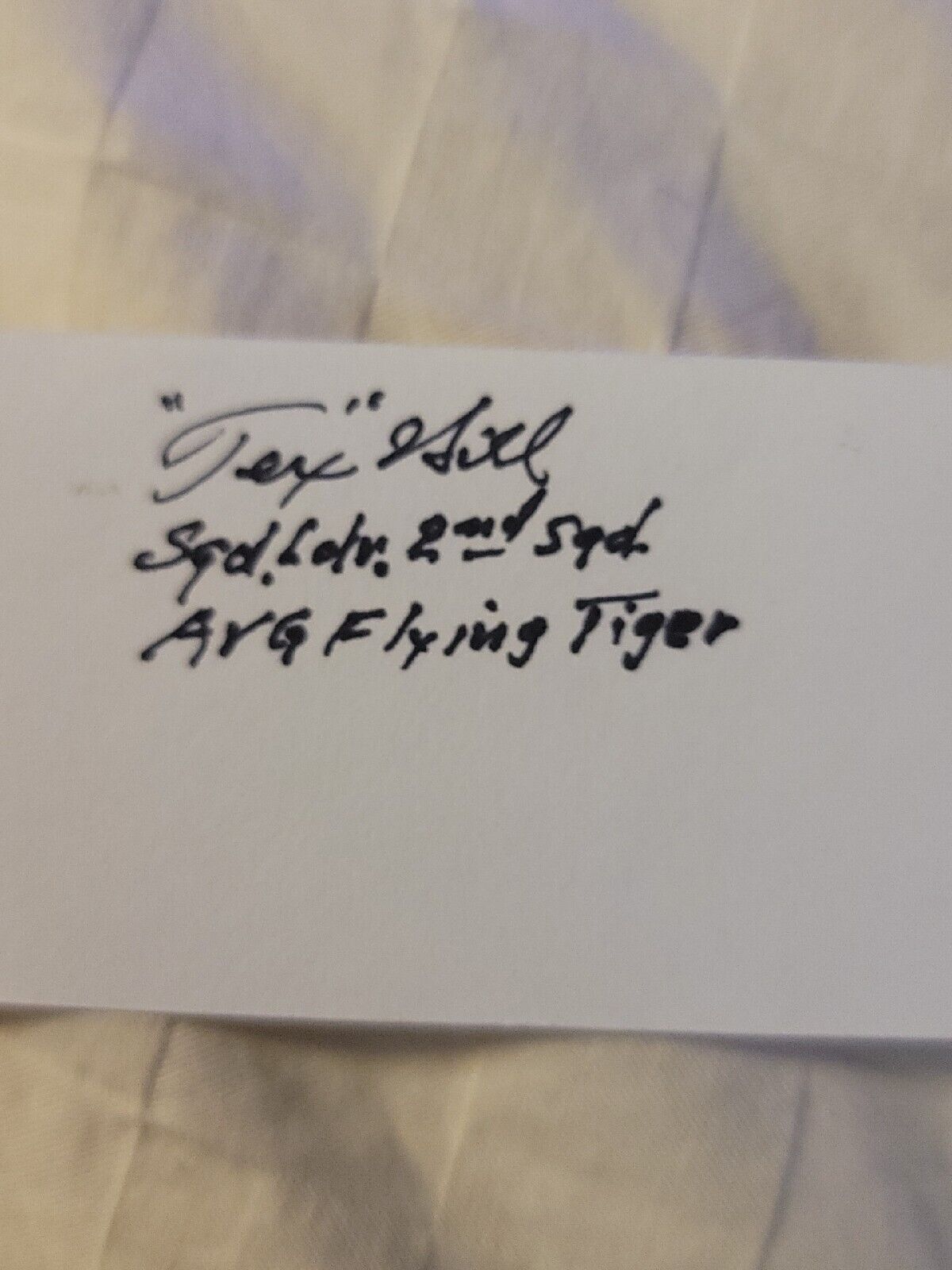 DAVID TEX HILL SIGNED CUT SIGNATURE WWII ACE FLYING TIGERS Real 