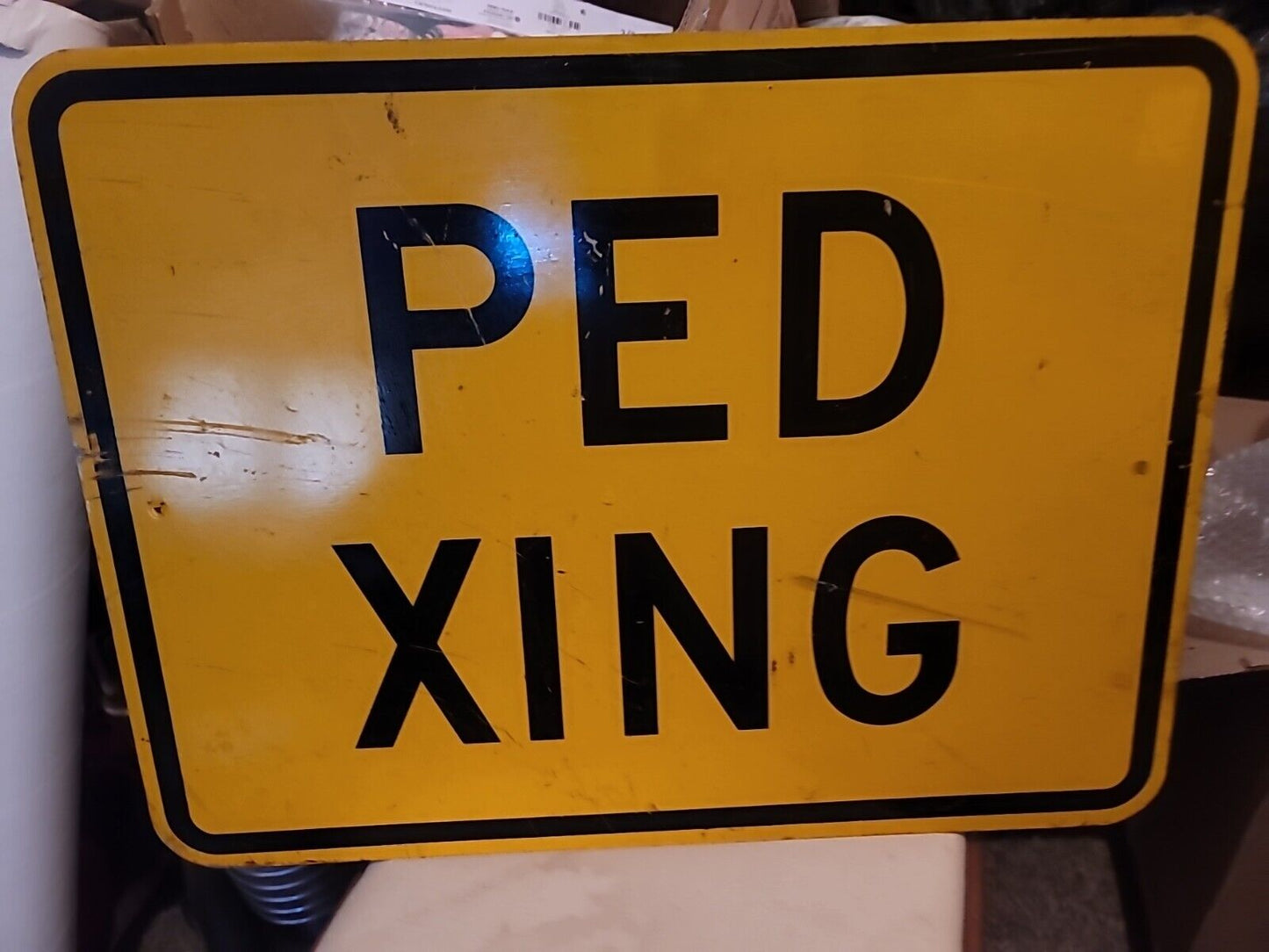 Vintage Ped Xing Traffic Sign  18 In Height 24 In Width Aluminum Road Traffic Ad