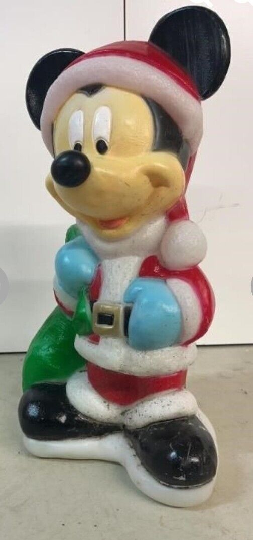 Vintage Disney Mickey Mouse Santa 18" Lawn Christmas Blow Mold Santa's Best 