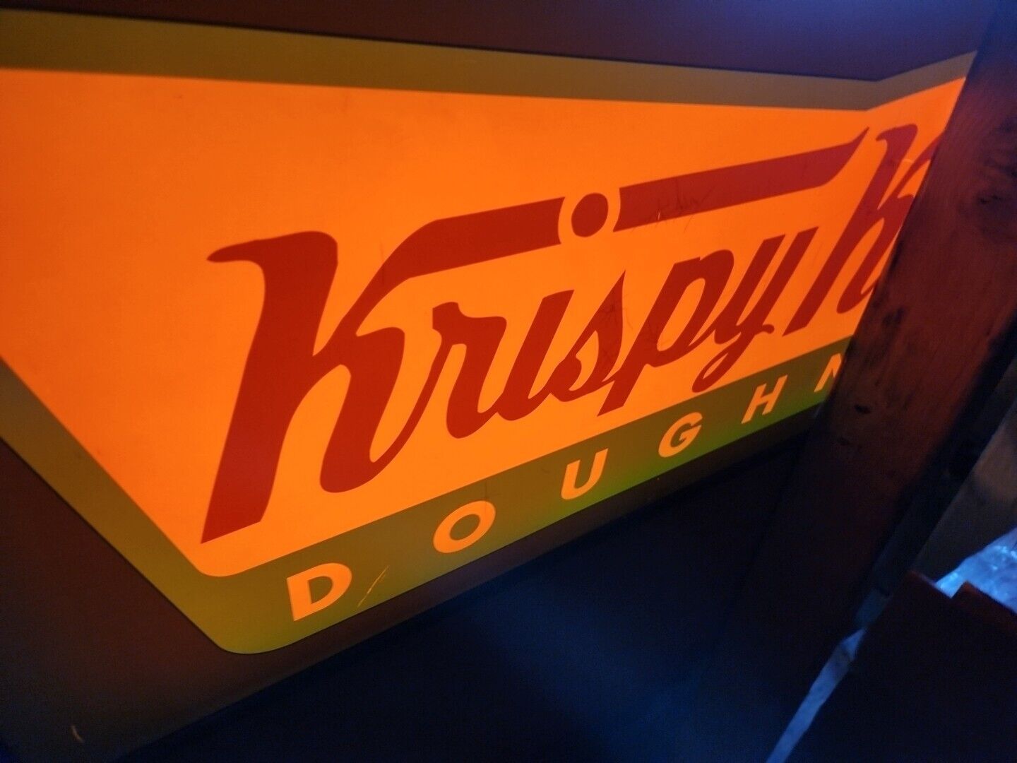 Rare DOUBLE-SIDED "KRISPY KREME DOUGHNUT" Fiber Dot LIGHT UP SIGN Store Display