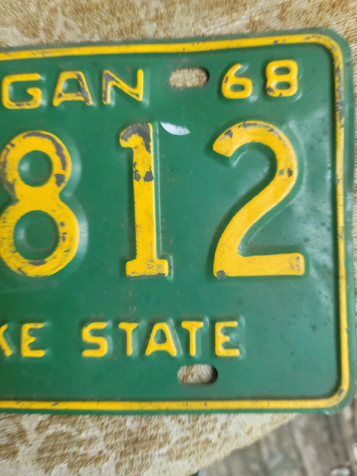 MICHIGAN LICENSE PLATE # YA 8812  1968 Ford Chevy Mopar Car Automotive Barn Find