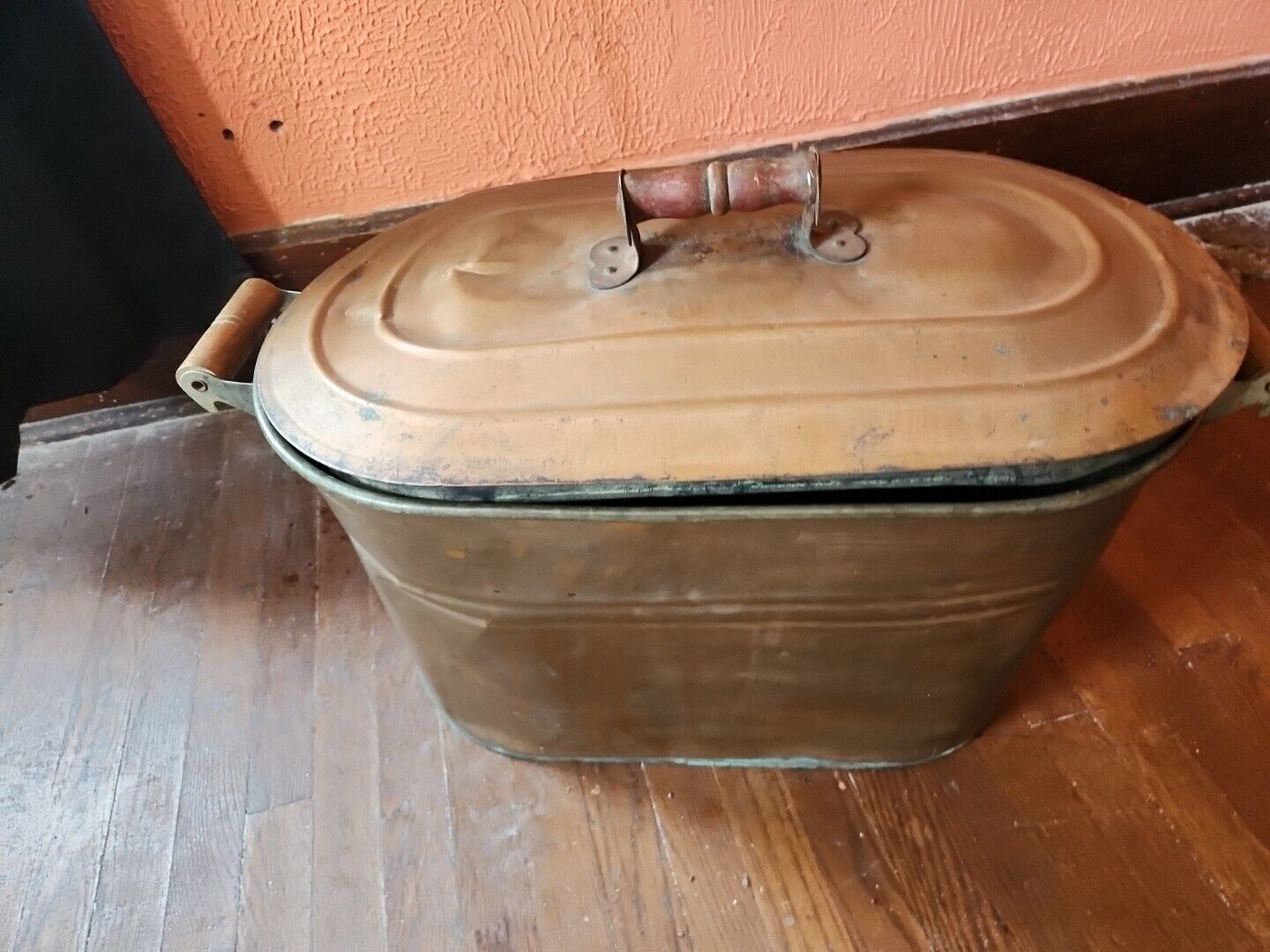 Large Antique Vintage c.1900 Copper Boiler Ham Cooker Wash Tub Kitchen Primitive