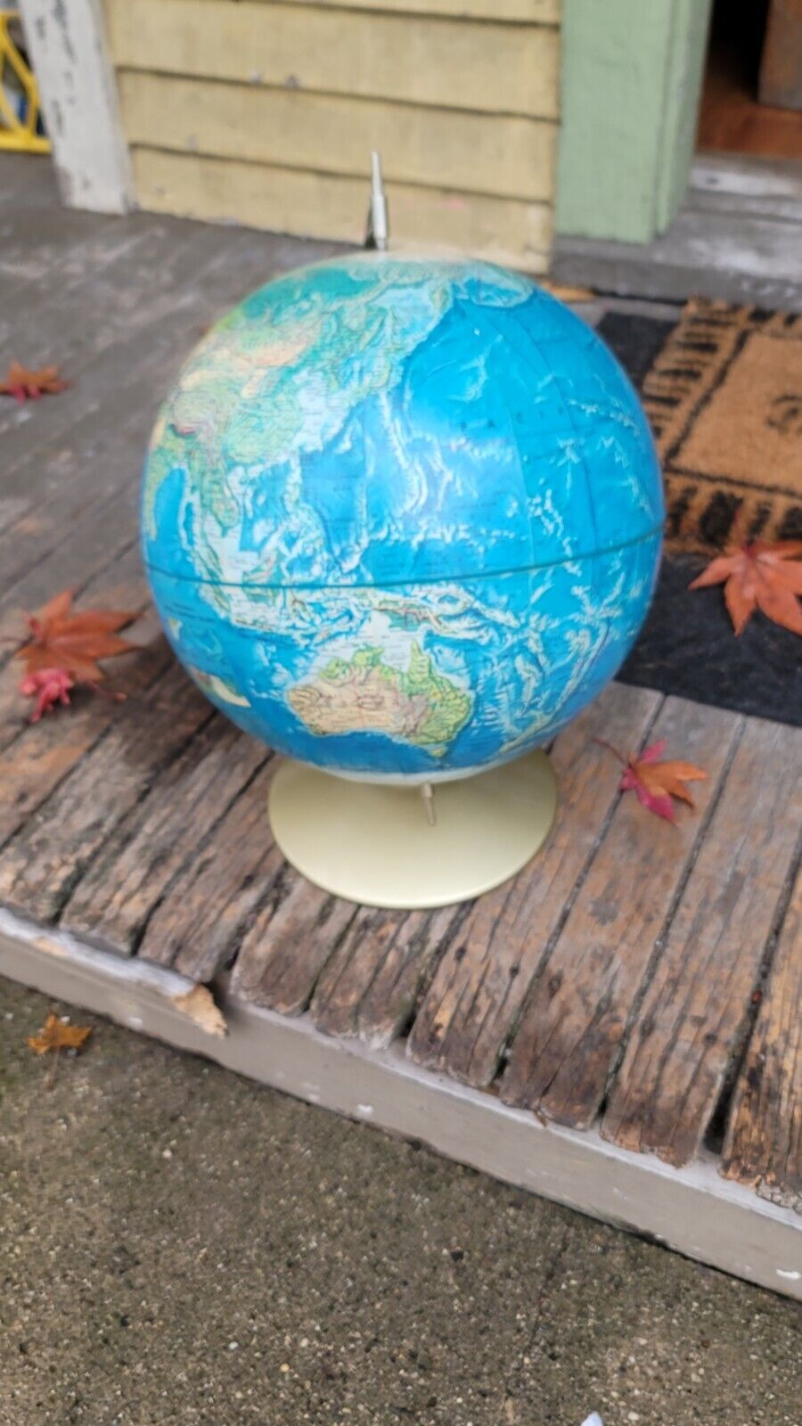 Vintage Replogle Globe Colonial Ocean 12-inch Diameter USA Mcm Deco Stand