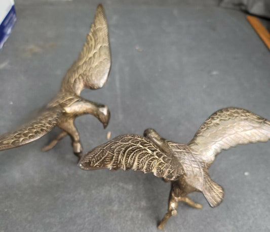 Lot of 2 Small Vintage Mosley Brass Eagles Flag Pole Topper SCULPTURE DECOR