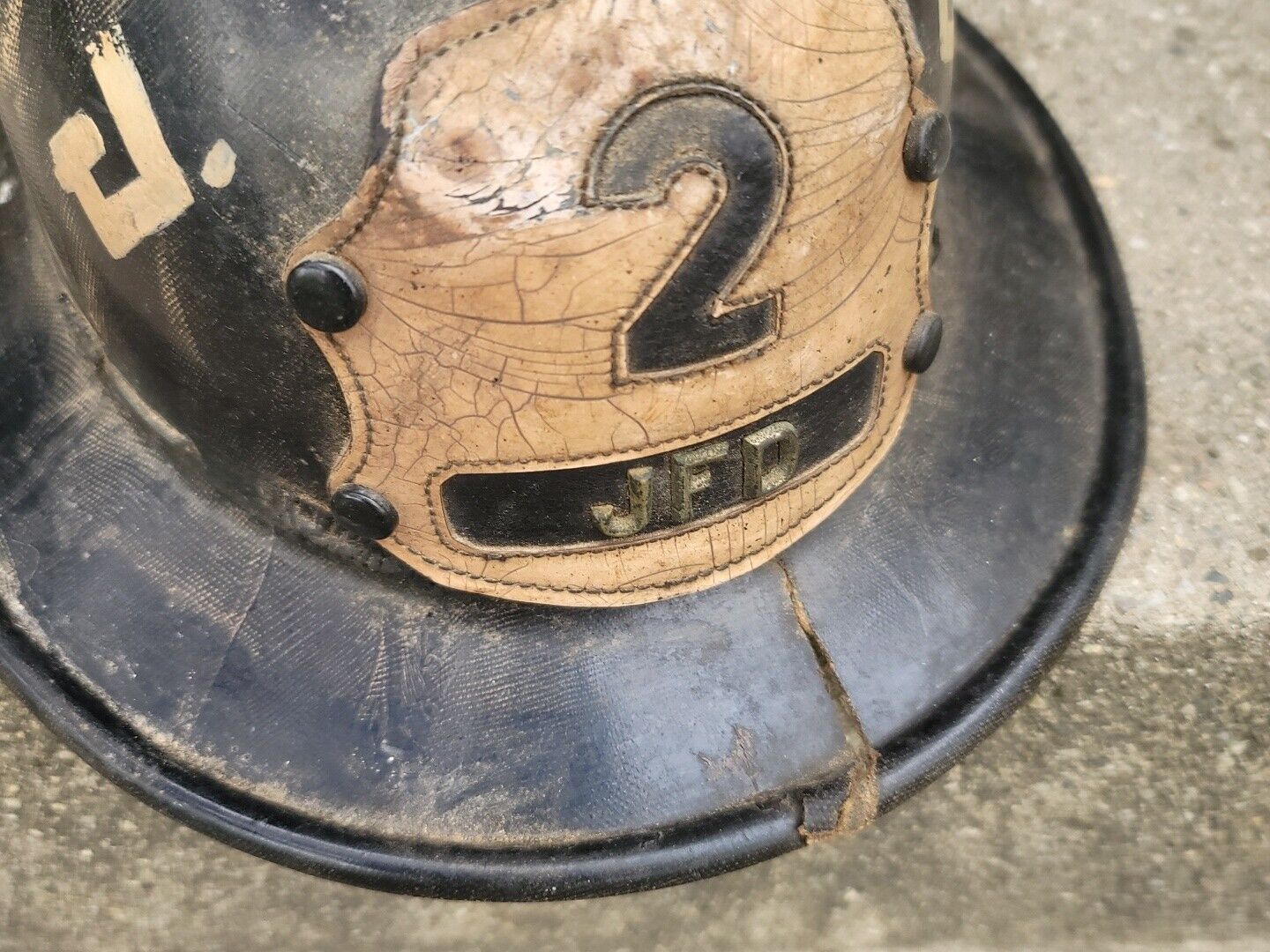 VINTAGE Leather FIRE DEPARTMENT SHIELD HELMET FIREMAN FD DEPARTMENT