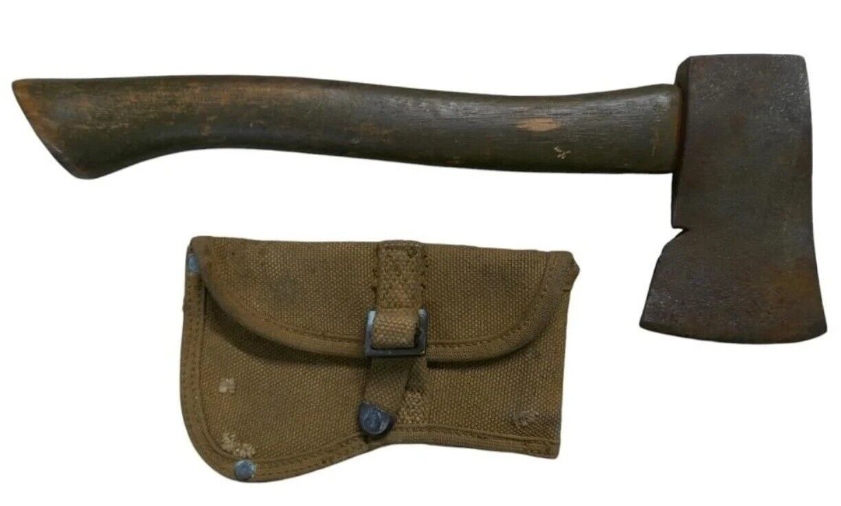 Vintage ORIGINAL WWI WWII US ARMY M1917 HATCHET AXE + Sheath COVER