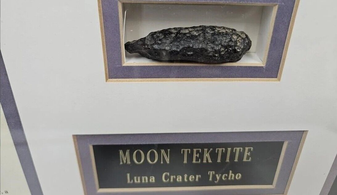 NASA Moon Tektite Luna Crater Tycho Framed 30" x 16" Space Alien Astronaut COA