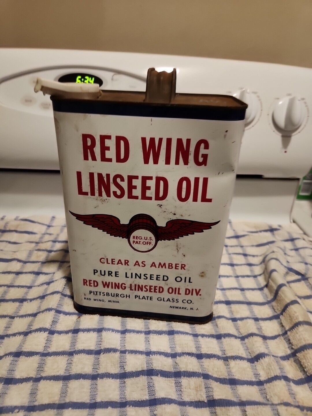 Vintage Red Wing Pure RAW Linseed Oil Metal Gallon Can Man Cave Garage EMPTY 