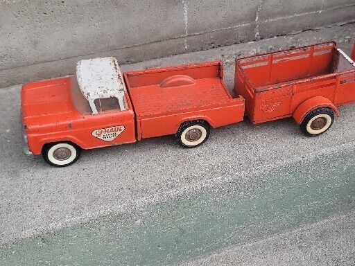 Vintage Nylint U Haul 60 Ford Pickup Truck + Trailers, Pressed Steel 3 Piece Set