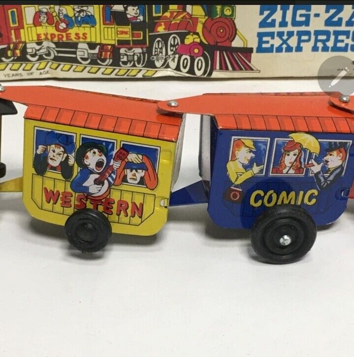 Vintage Wind Up Toy Train Tin Metal Lithographed  Wind up Mechanical Box Korea 