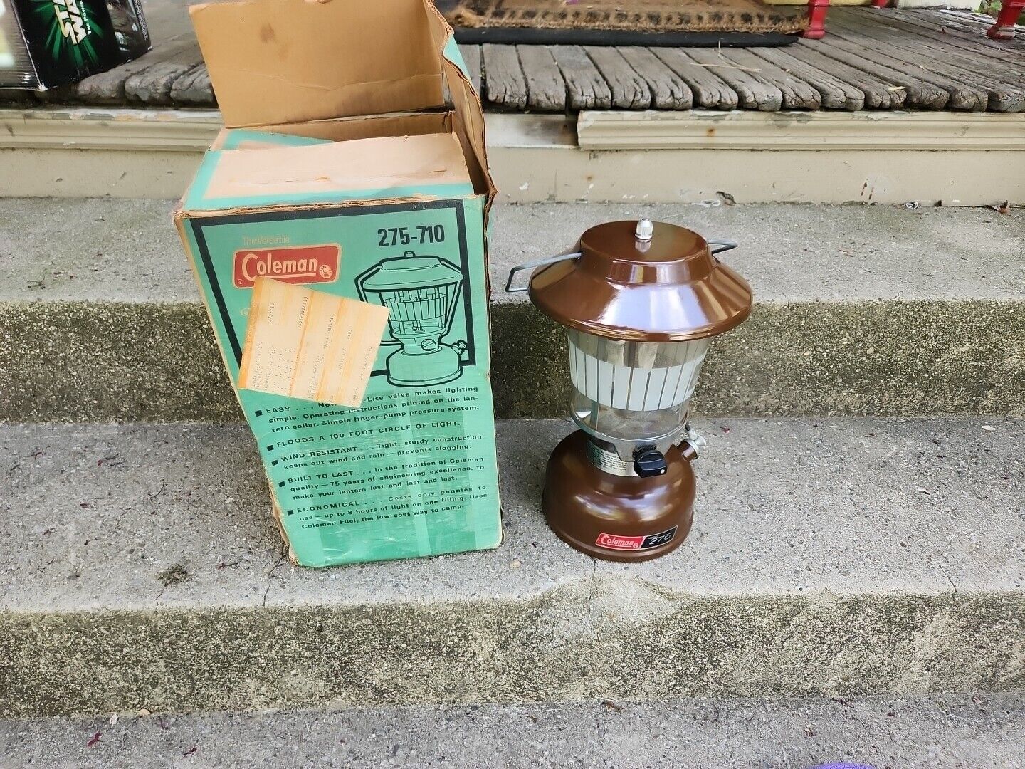 Vintage 1976 Coleman Model 275 710 Dual 2 Mantle Brown Camp Lantern w/ Box 11/76