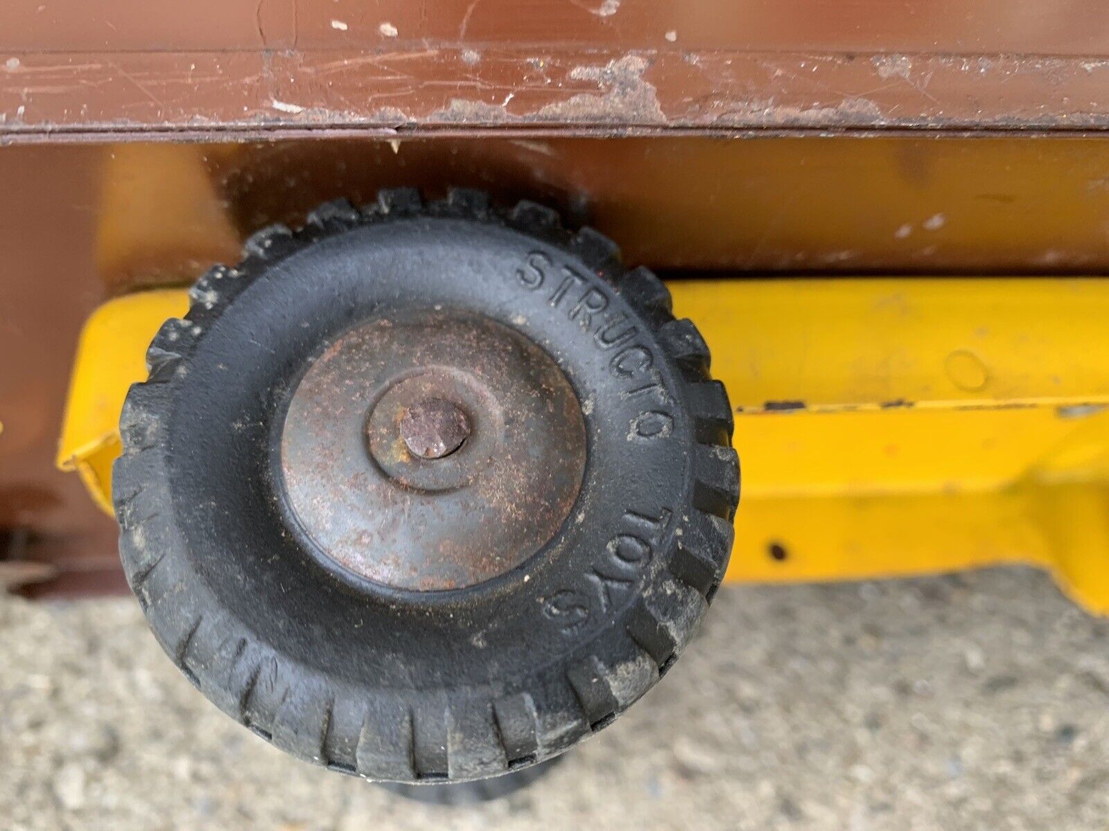 Vintage 50's Structo Parcel Service Truck Steel Yellow Brown Kids Toy