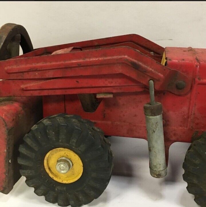 Vintage Nylint Red Pressed Steel Hough Payloader Front End Loader Tractor Toy