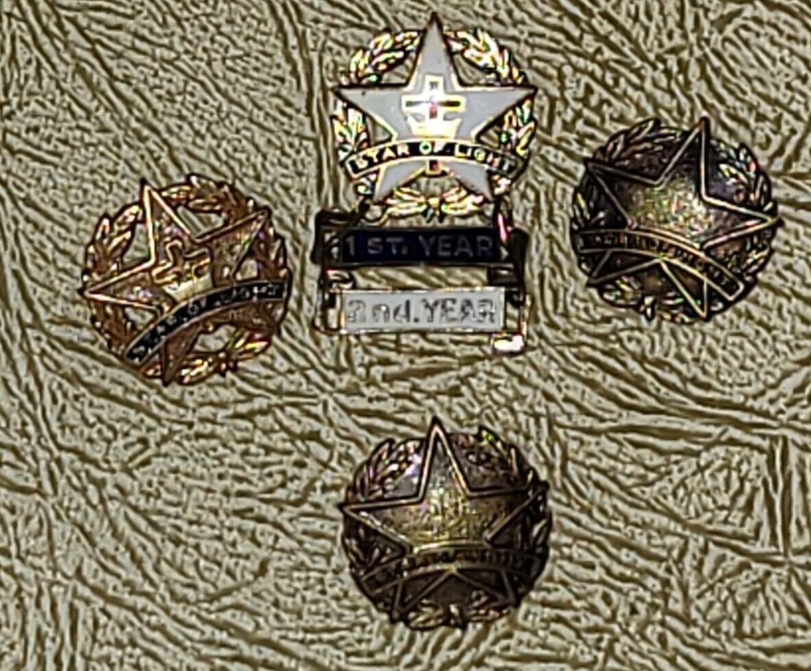 Lot of 4 Star of Light First Year VINTAGE Collectible Enameled Lapel Pin badge