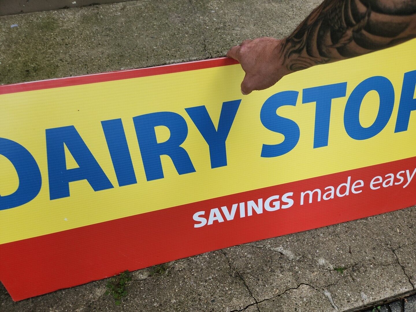 Vintage Dairy Stop Saving Made Easy Sign 