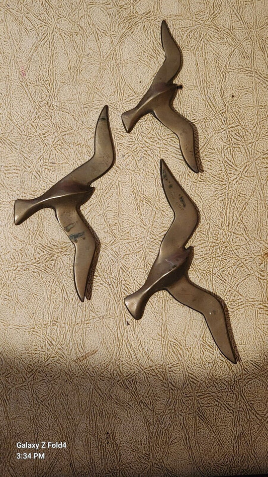 Lot Of 3 Brass Seagull Vintage Wall Hangings MCM Decor