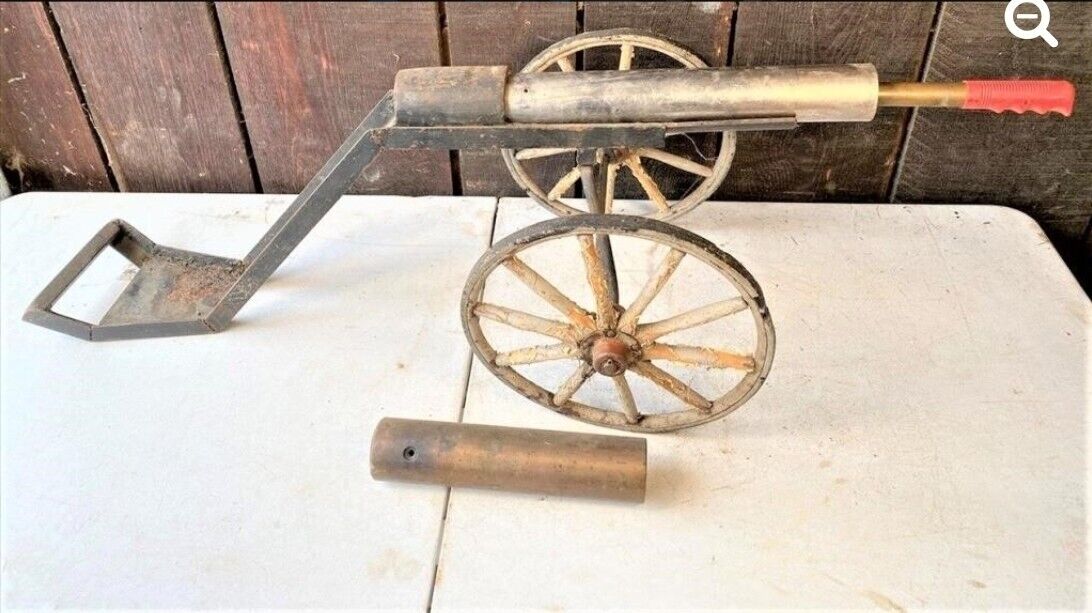 HAND MADE Cannon Military Signal Cannon Army Brass Steel toy War TWO BARRELS 