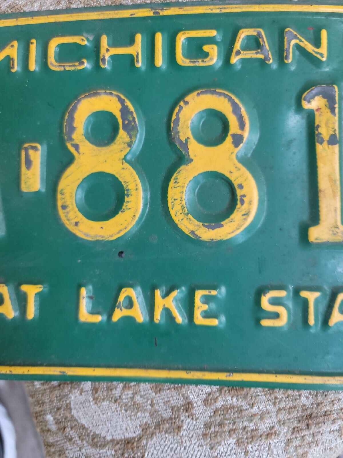 MICHIGAN LICENSE PLATE # YA 8812  1968 Ford Chevy Mopar Car Automotive Barn Find