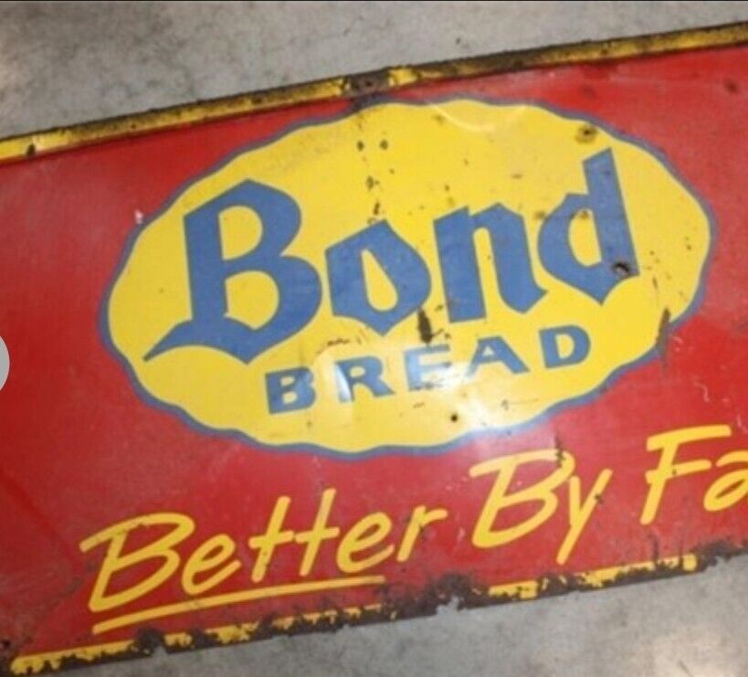 Vintage Fresh Bond Bread Embossed Sign ADVERTISING Farm Barn