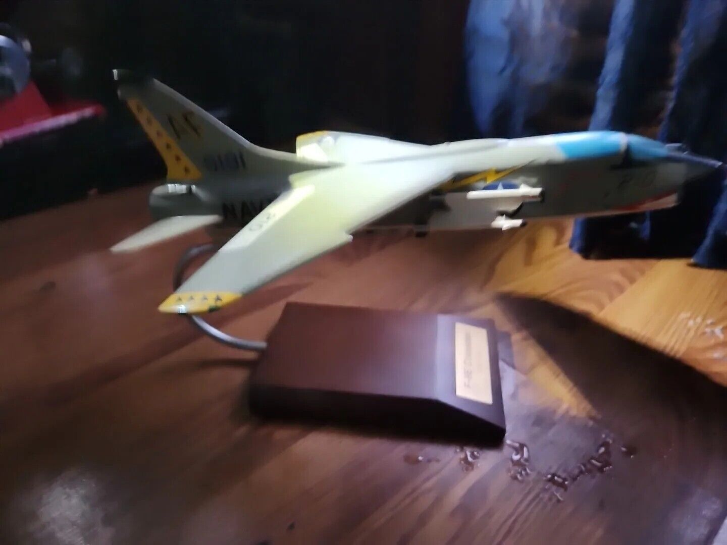 F-8 Crusader Airplane Desktop Wood Model Cool Man Cave Toys Decor 