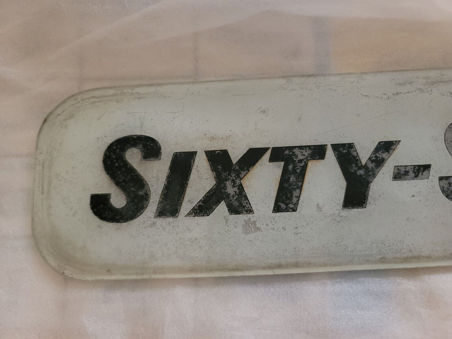 SIXTY-SIX Original Gasoline White Glass Insert Sign gas oil auto memorabilia ad