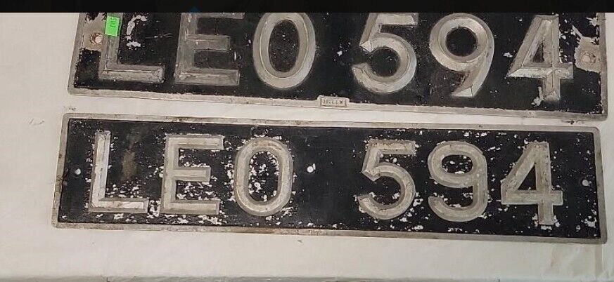 VINTAGE LICENSE PLATE LEO 594 CAR AUTO MATCHED SET OF 2 Ford Chevy 20.5"L x 4"W