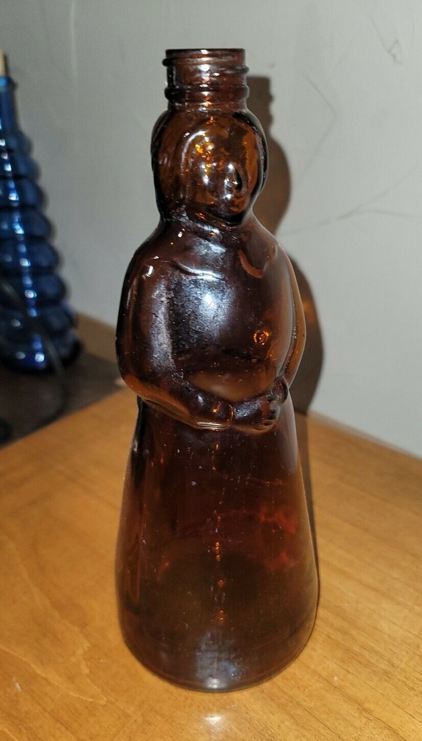 Vintage 1976 Mrs. Butterworth's Syrup Glass Bottle W Metal Lid 11" tall