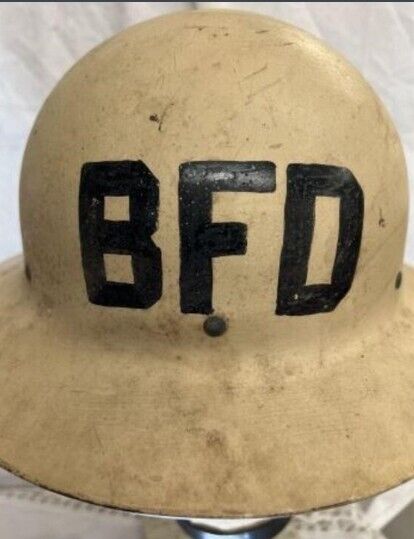 VINTAGE BOSTON Metal FIRE DEPARTMENT SHIELD HELMET FIREMAN FD DEPARTMENT US GOV