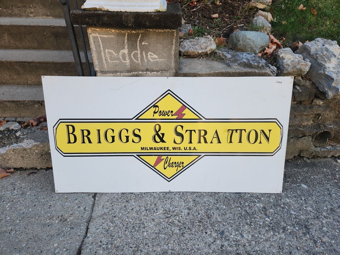 Vintage Briggs and Stratton 4 Power Charger Engine Metal Sign 4' x 2' Original 