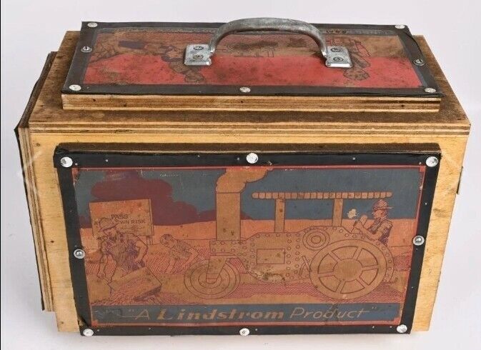 Vtg. Lindstrom Tin Wind Up  SteamRoller Original Box Works Tonka Toy Wyandotte 