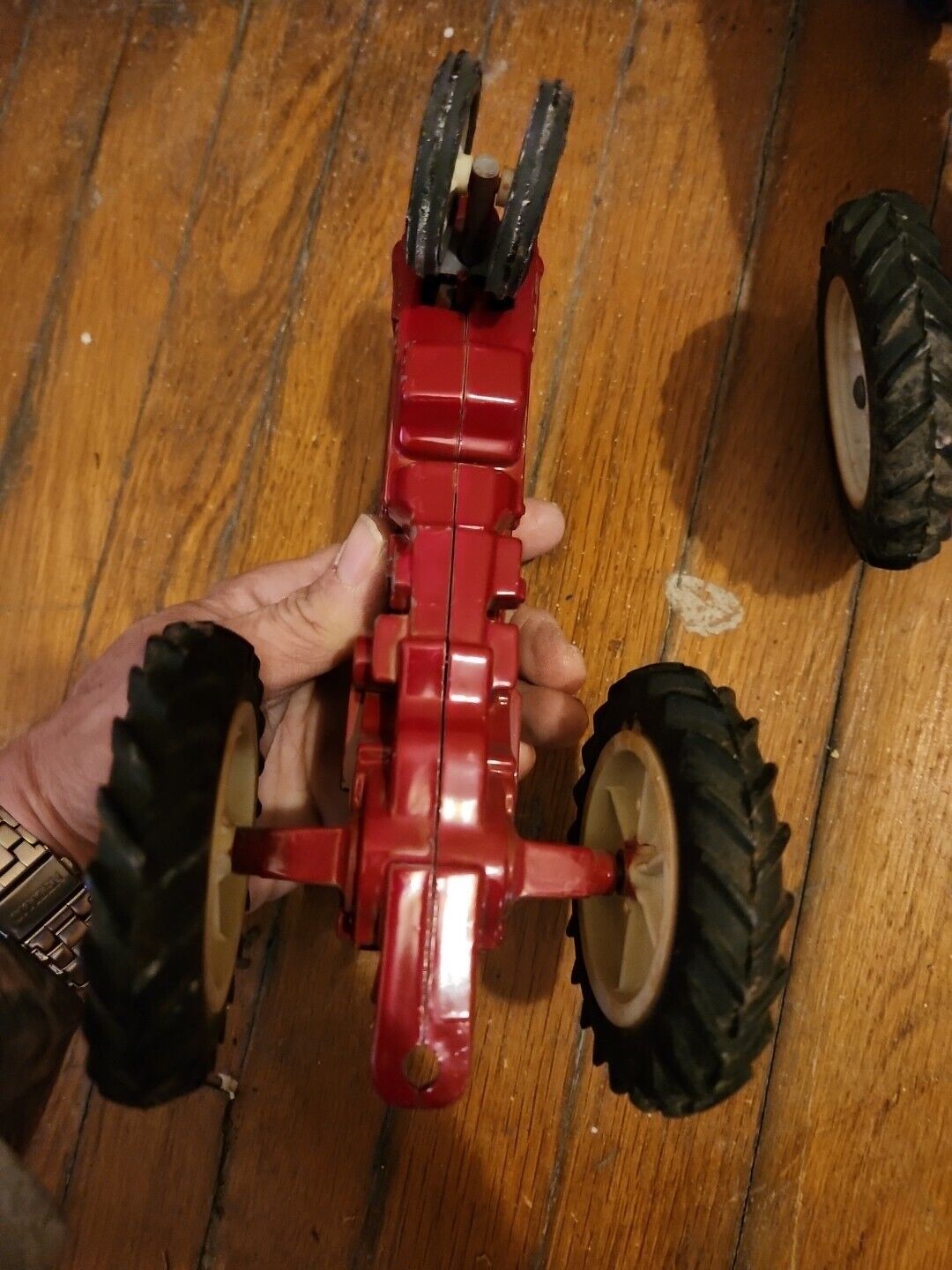 Two Vintage Metal Farm Tractor Toy Die Cast Ertl Co International Harvester Red