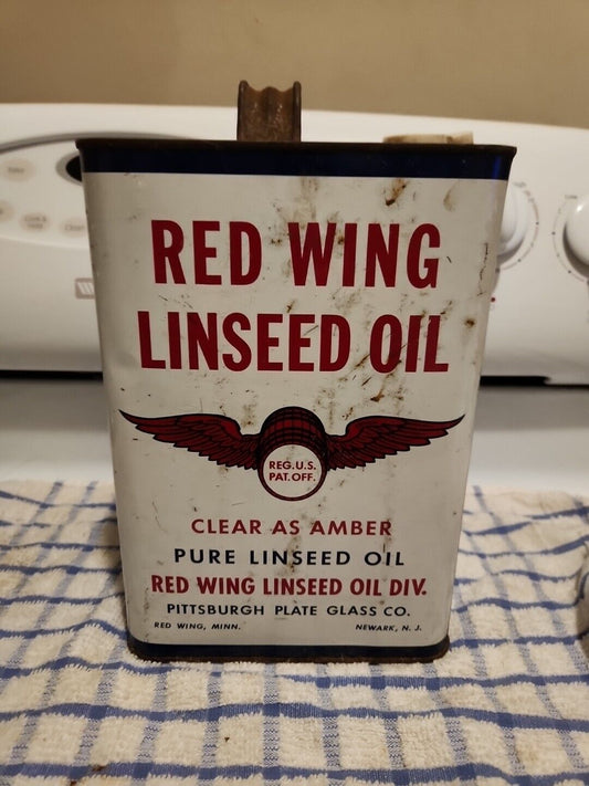 Vintage Red Wing Pure RAW Linseed Oil Metal Gallon Can Man Cave Garage EMPTY 