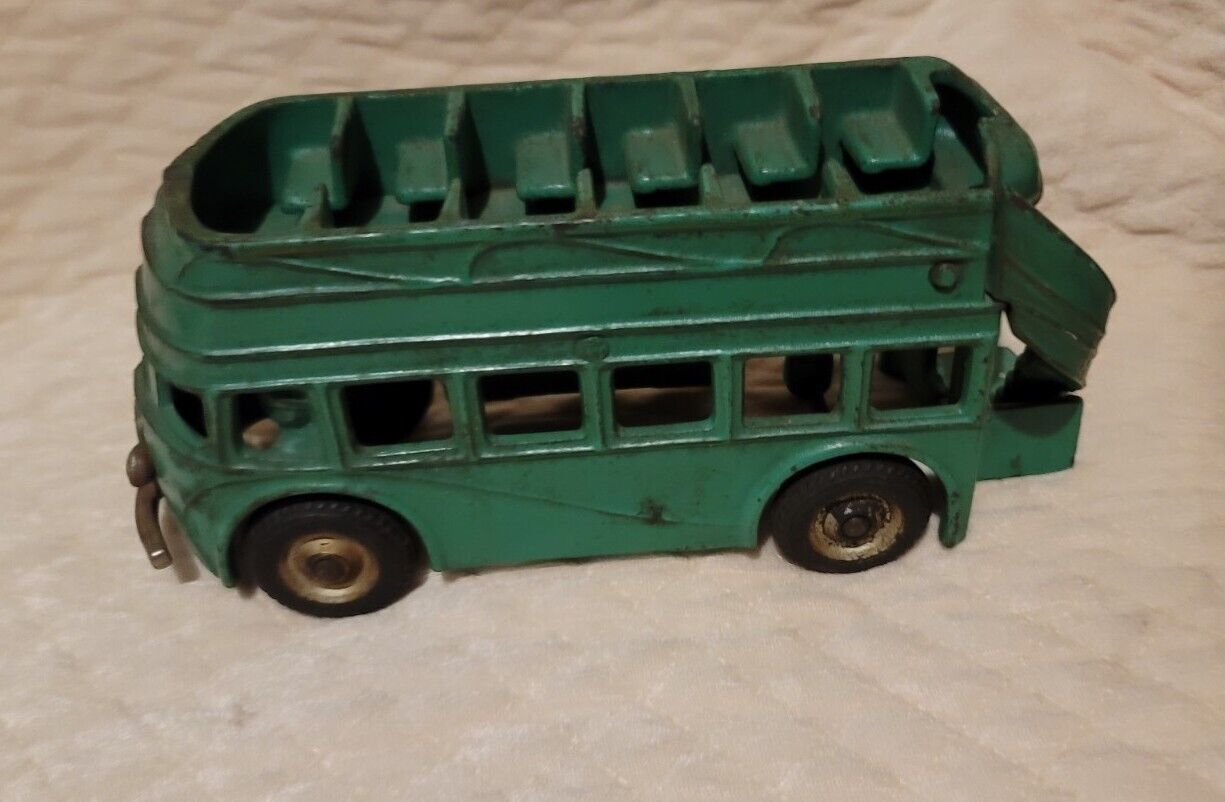 Vintage Arcade Cast Iron Double Decker Bus-Original 318 R  Paint 8” Long