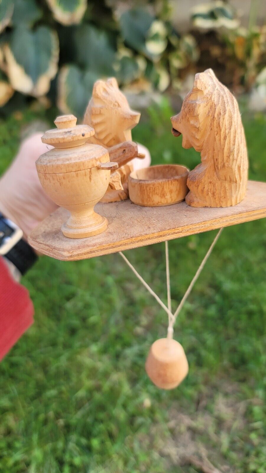 Handmade Old Fashioned Wooden Game Two Bears Eating Honey Magaw Studios 