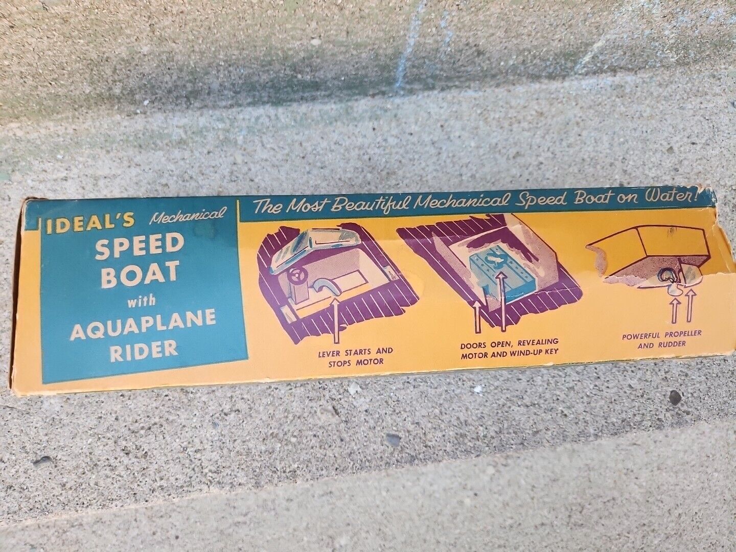 Rare Ideal Speed Boat with Aquaplane Rider Original Box 