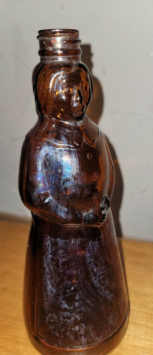 Vintage 1976 Mrs. Butterworth's Syrup Glass Bottle W Metal Lid 11" tall