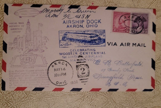 USS AKRON Accident May 11, 1932 1 Survivor Autograph by Moody Irwin 