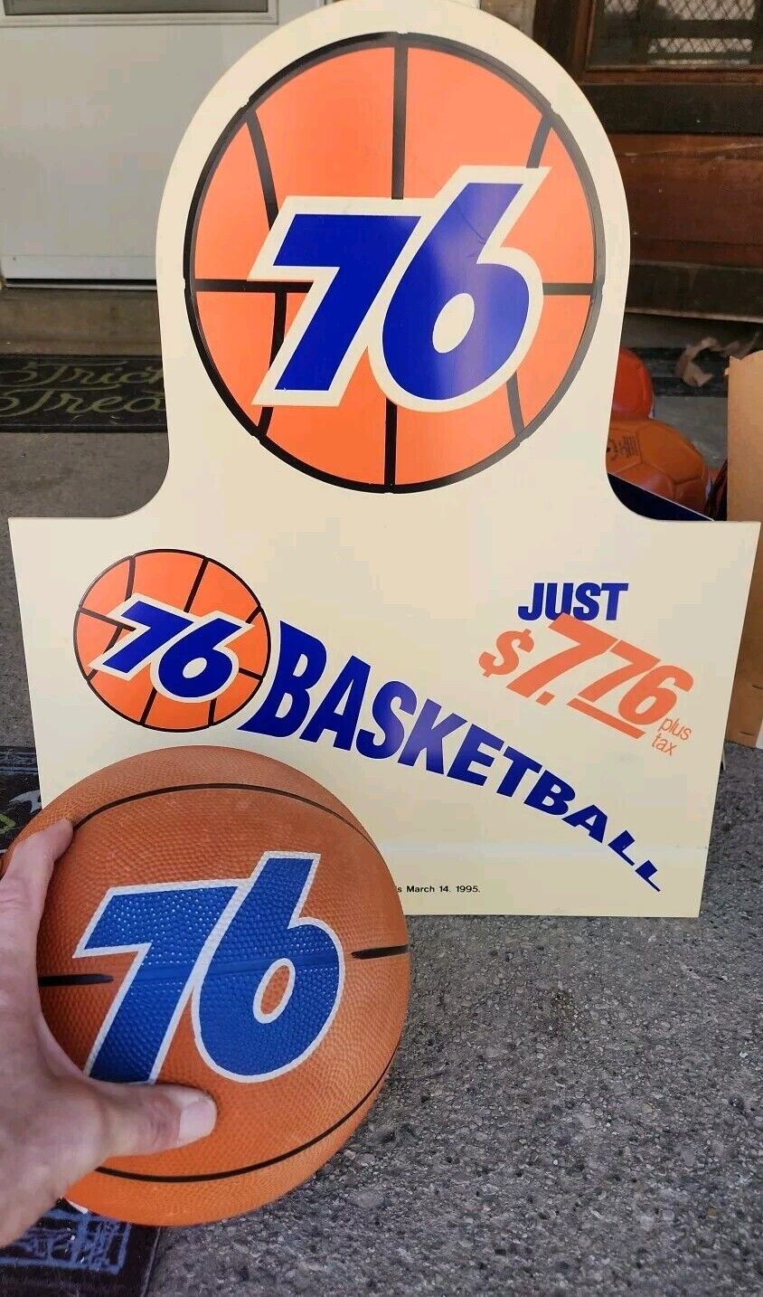 Vintage 76 Gasoline Orange Logo Promotional Souvenir Basketball Original Display