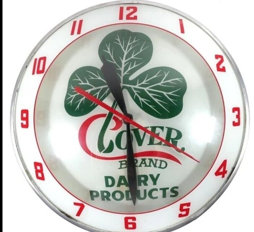 VINTAGE CLOVER BRAND Double ABubble Lighted Clock ADVERTISEMENT 