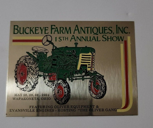 Buckeye Farm Antiques Inc. 15Th Annual Tractor Show Dash Plaque New Unused 