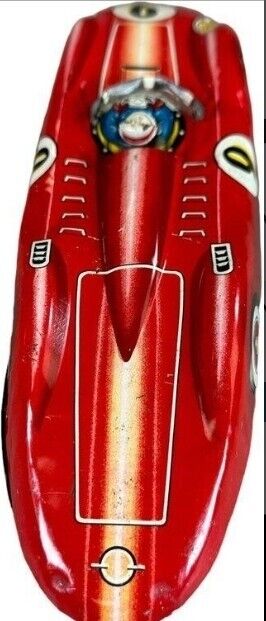 VINTAGE Japanese FRICTION SPEED RACER LARGE 9.5" TIN LITHO Red