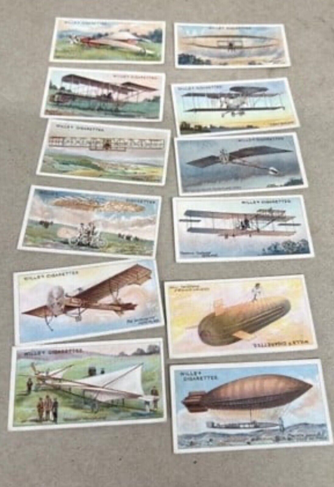 Wills Cigarette cards 1910 Aviation Airship Zeppelin Flying Ship Lot Of 12