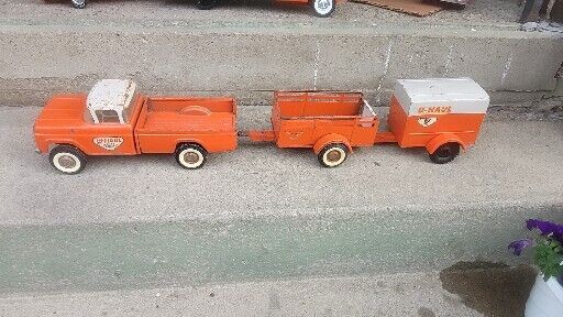 Vintage Nylint U Haul 60 Ford Pickup Truck + Trailers, Pressed Steel 3 Piece Set