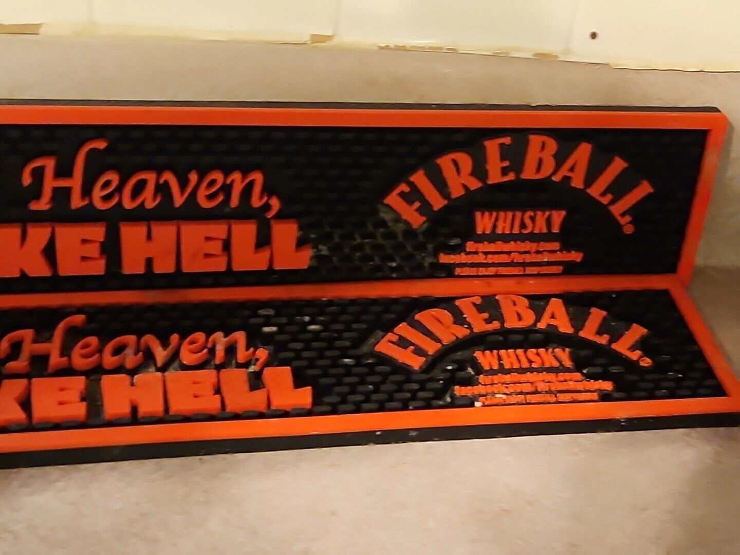 Fireball Whisky Rubber Bar Mat Tastes Like Heaven Man Cave Bar Decor 