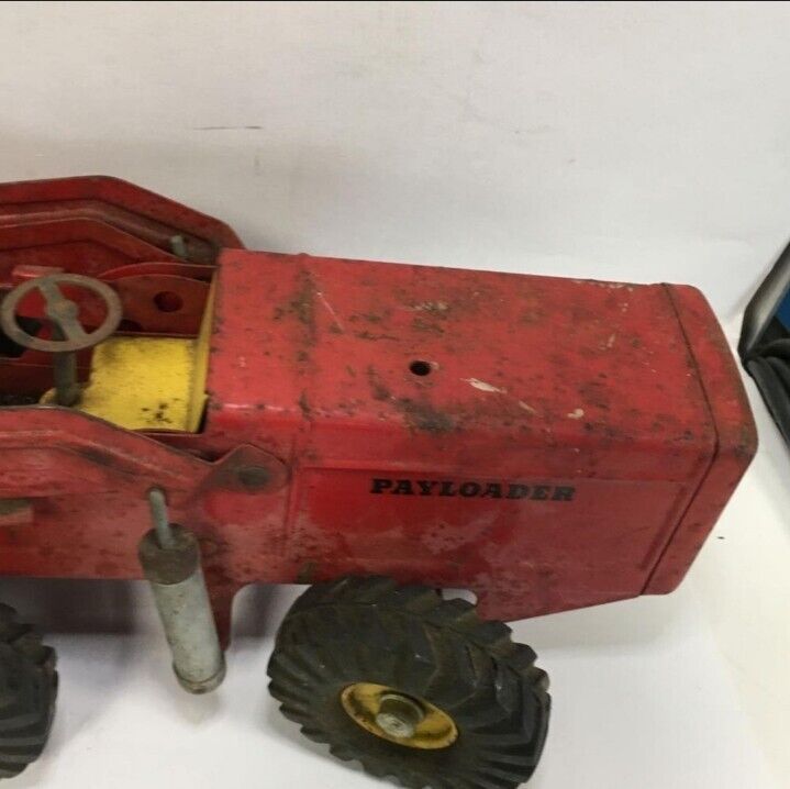 Vintage Nylint Red Pressed Steel Hough Payloader Front End Loader Tractor Toy