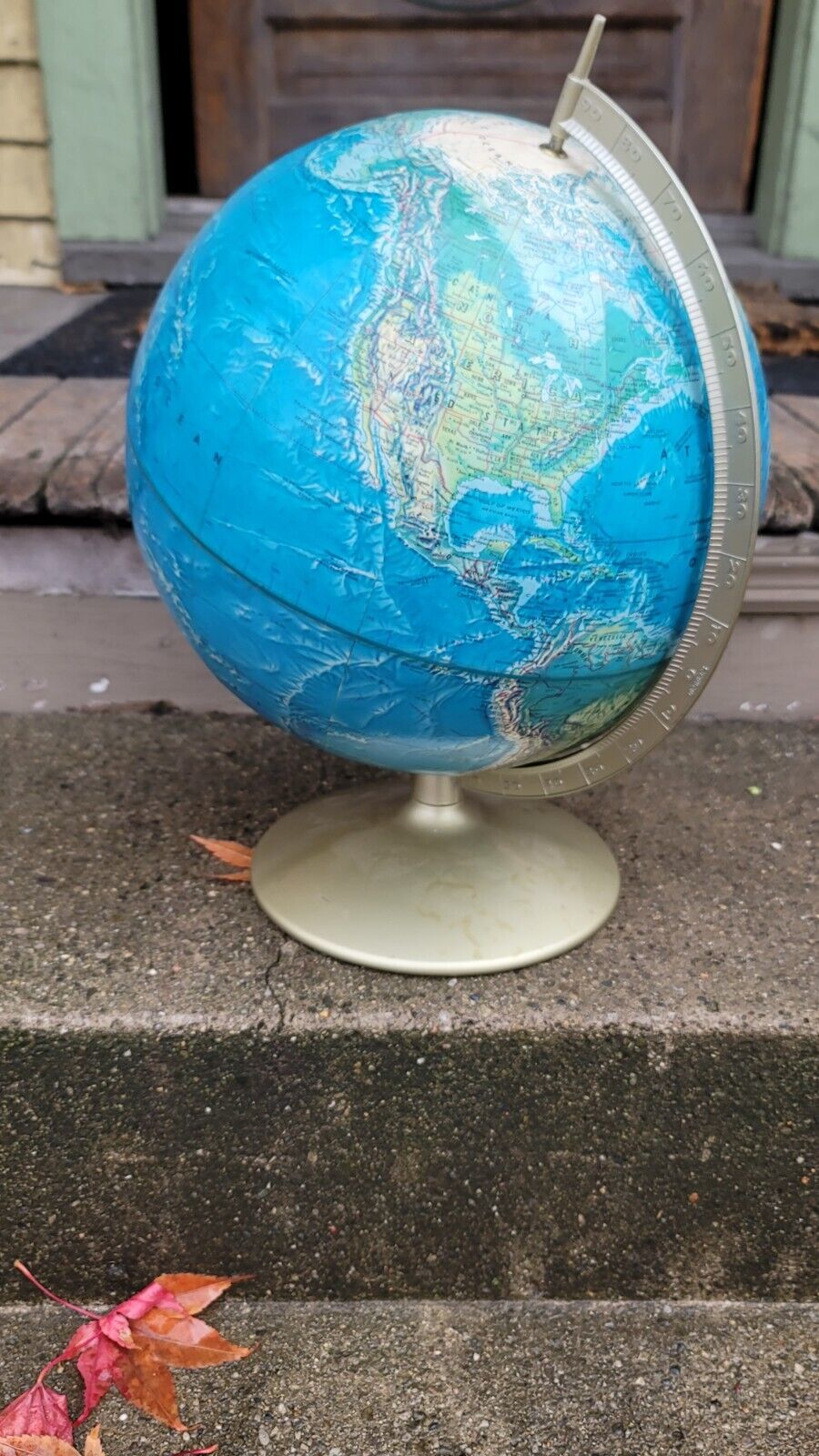 Vintage Replogle Globe Colonial Ocean 12-inch Diameter USA Mcm Deco Stand