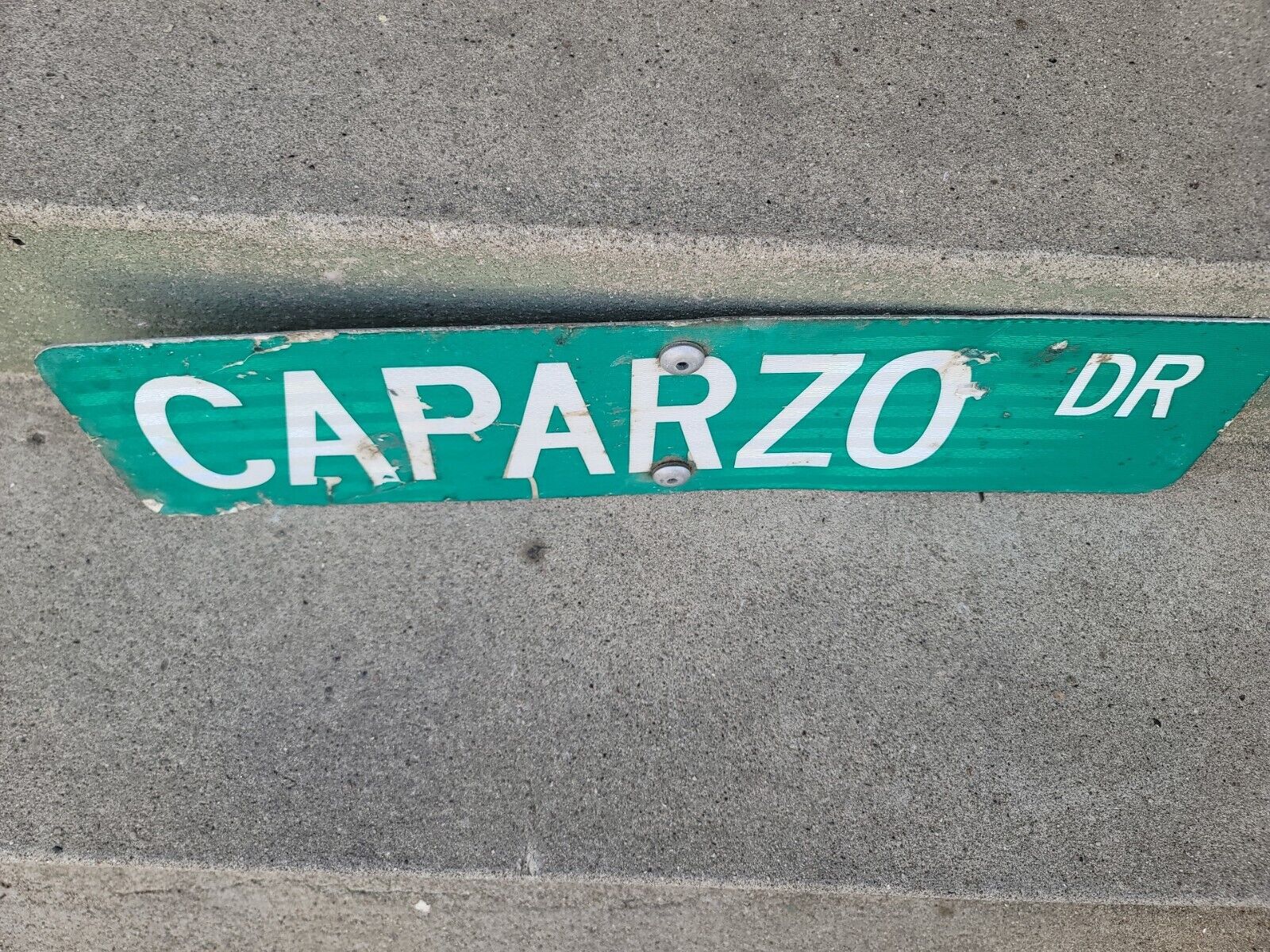 Carparzo Drive Metal Street Sign Green 6" X 24" Vintage Reflective RARE Cave 